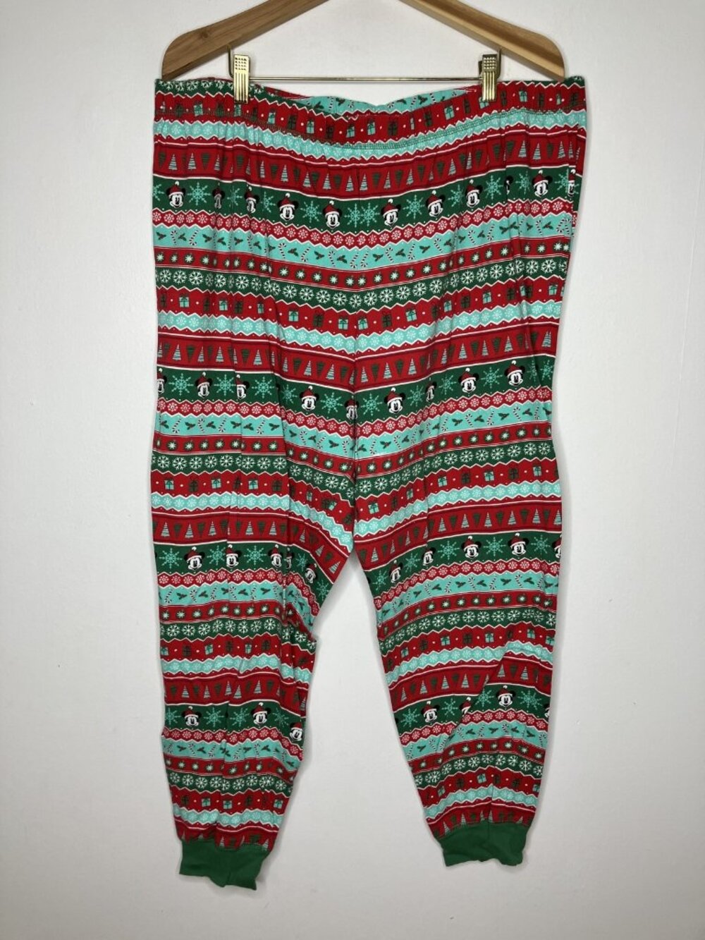 Disney Mickey Mouse Christmas Holiday Pajama Pants Women's XL Red Green Cotton